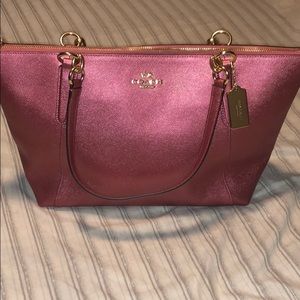 Metallic Pink Coach Tote